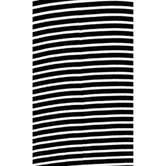 Old Navy Black & White Vertical Stripe Ribbed Dress - Picture 4 of 6